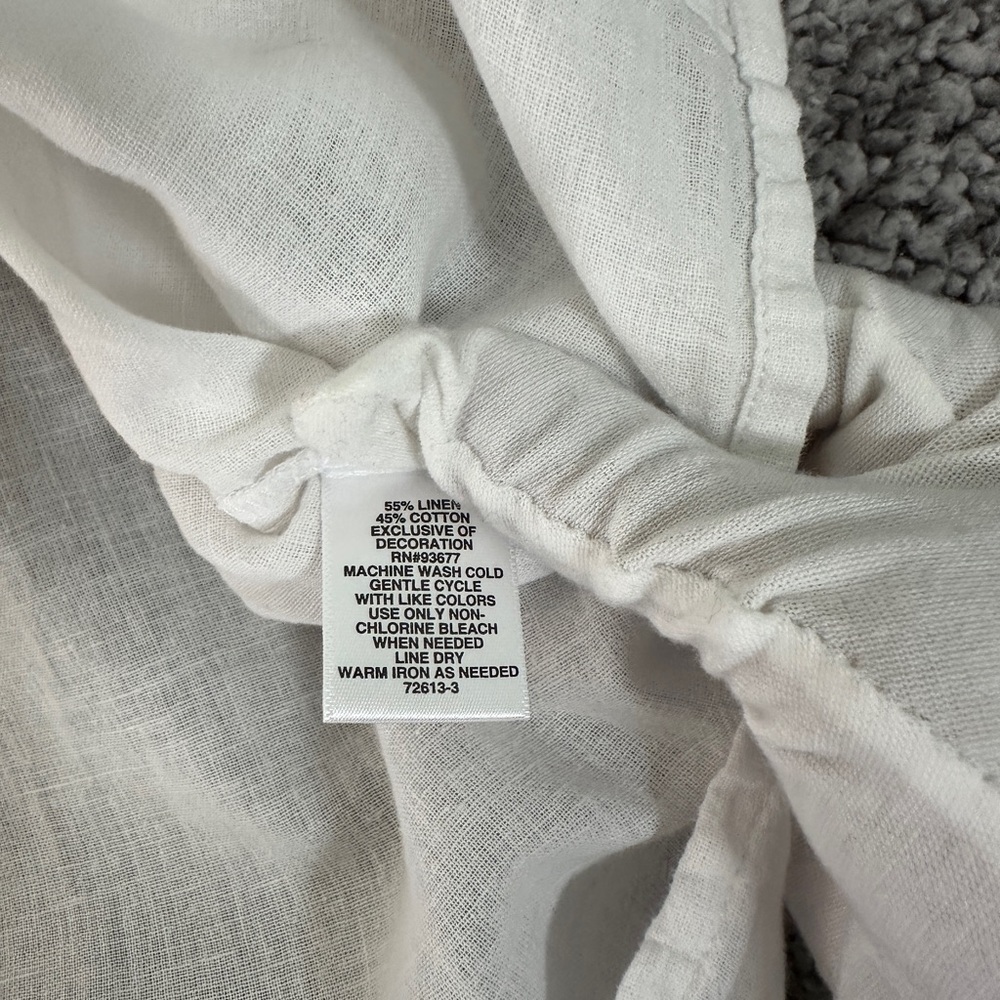 Liz Claiborne White Linen Blend Women’s Short Sleeve Shirt Size L - Picture 6 of 10